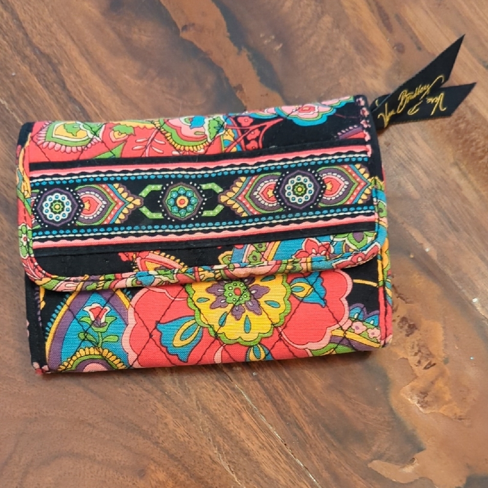 Vera Bradley Floral Pattern Wallet - Black and Pink